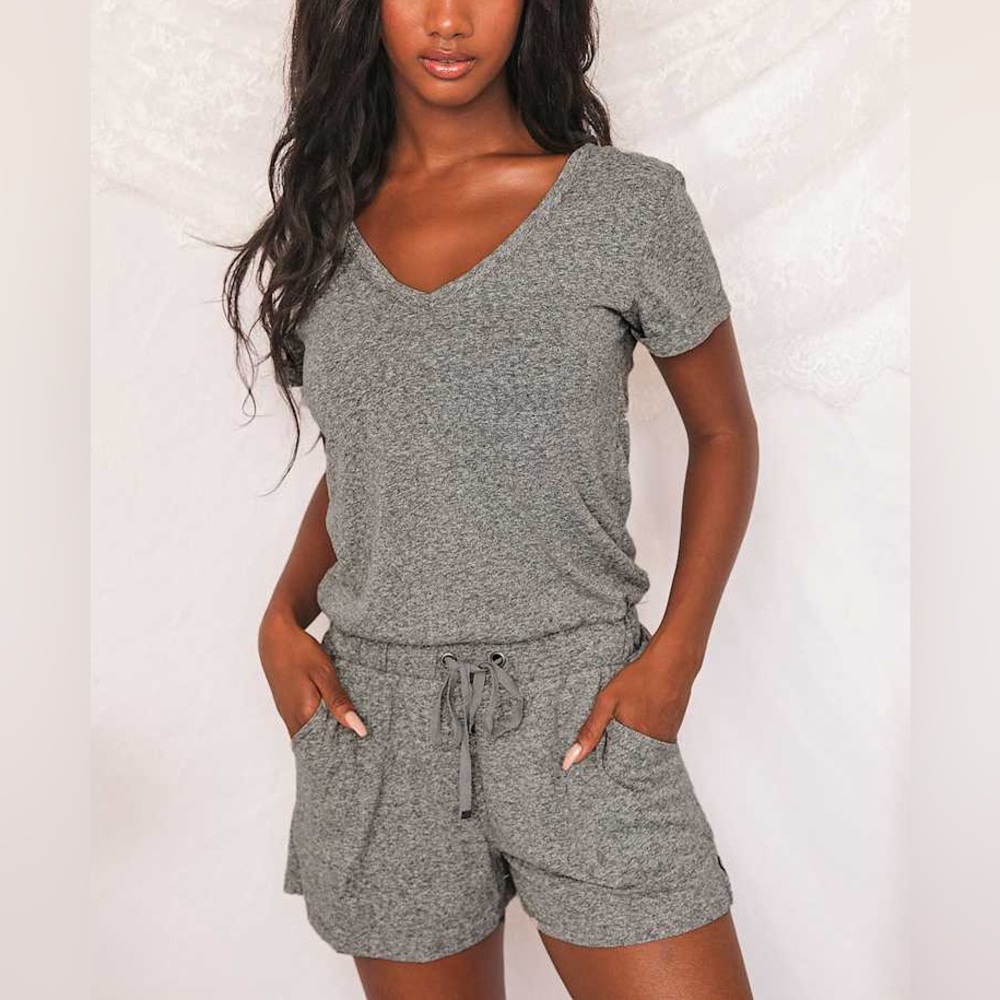Z Supply Heather Gray V-Neck Romper